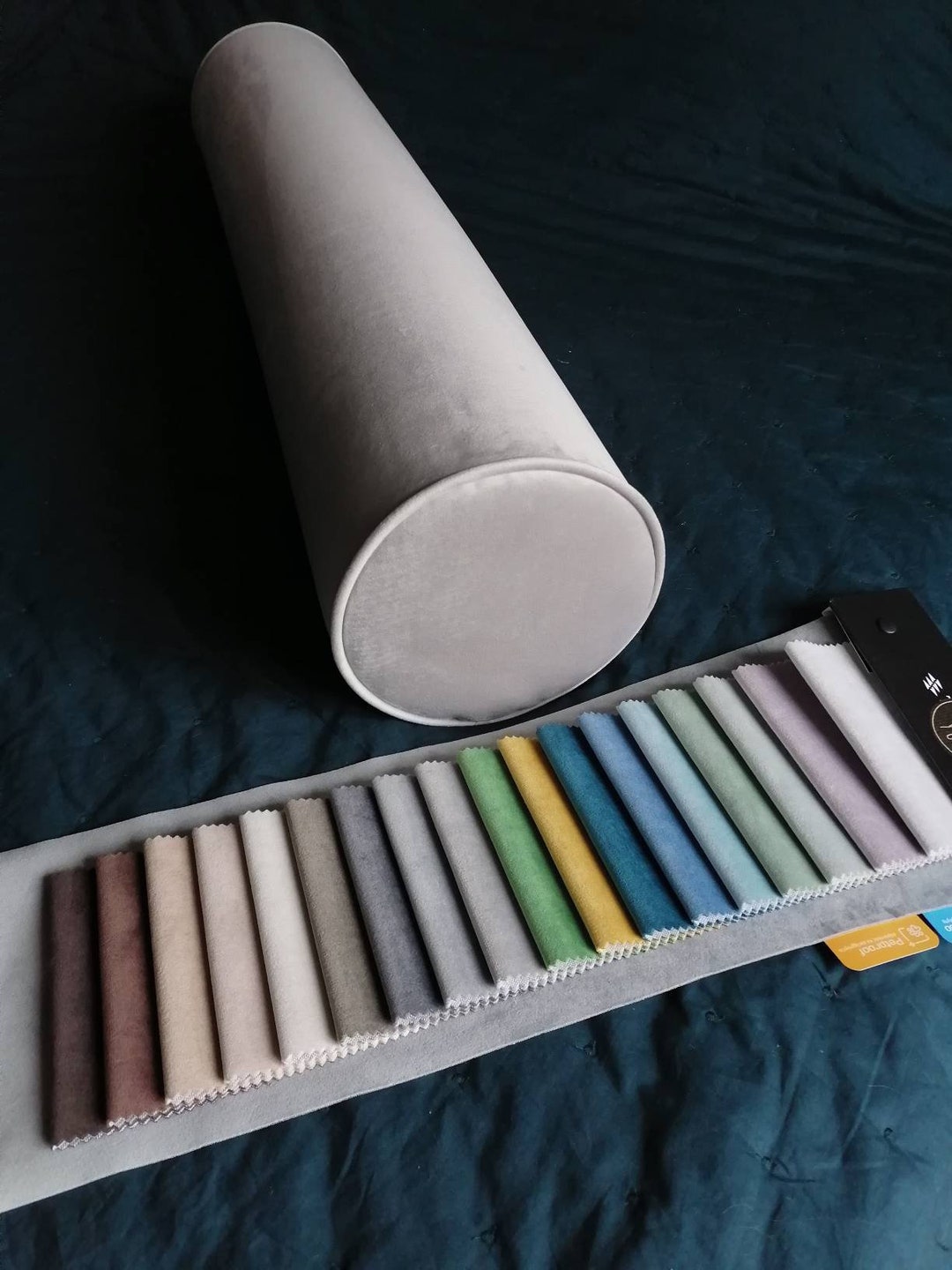 Any Size Bolster/custom Bolster/velvet Round Bolster/piping/accent Pillow/firm Pillow/light Grey