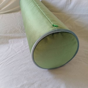 any size bolster/daybed custom bolster/premium velvet/queen bolster/long pillow/fresh green decor cushion/contrast trim/foam®insert image 4