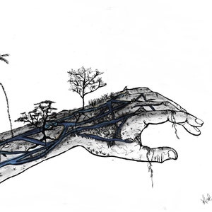 Fineliner Art Pencil Drawing &quot;The Hand of Mother Earth&quot;