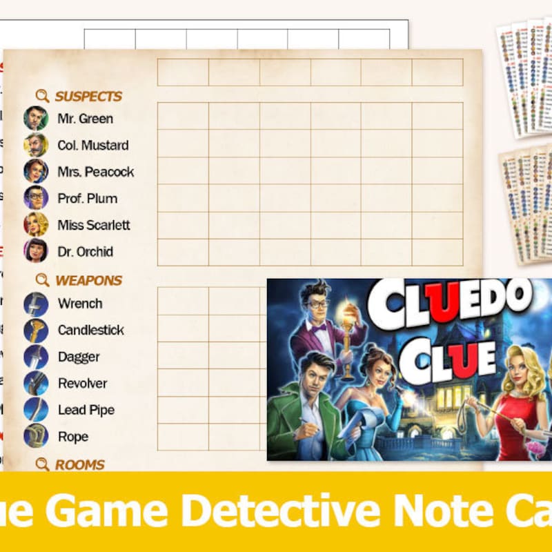 Cluedo Printable Sheets - Etsy Australia