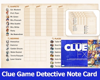 Hojas de repuesto para el juego de mesa Cluedo FX Special Edition, hojas de puntuación de repuesto, hojas de notas de detectives - Descarga instantánea e imprimible