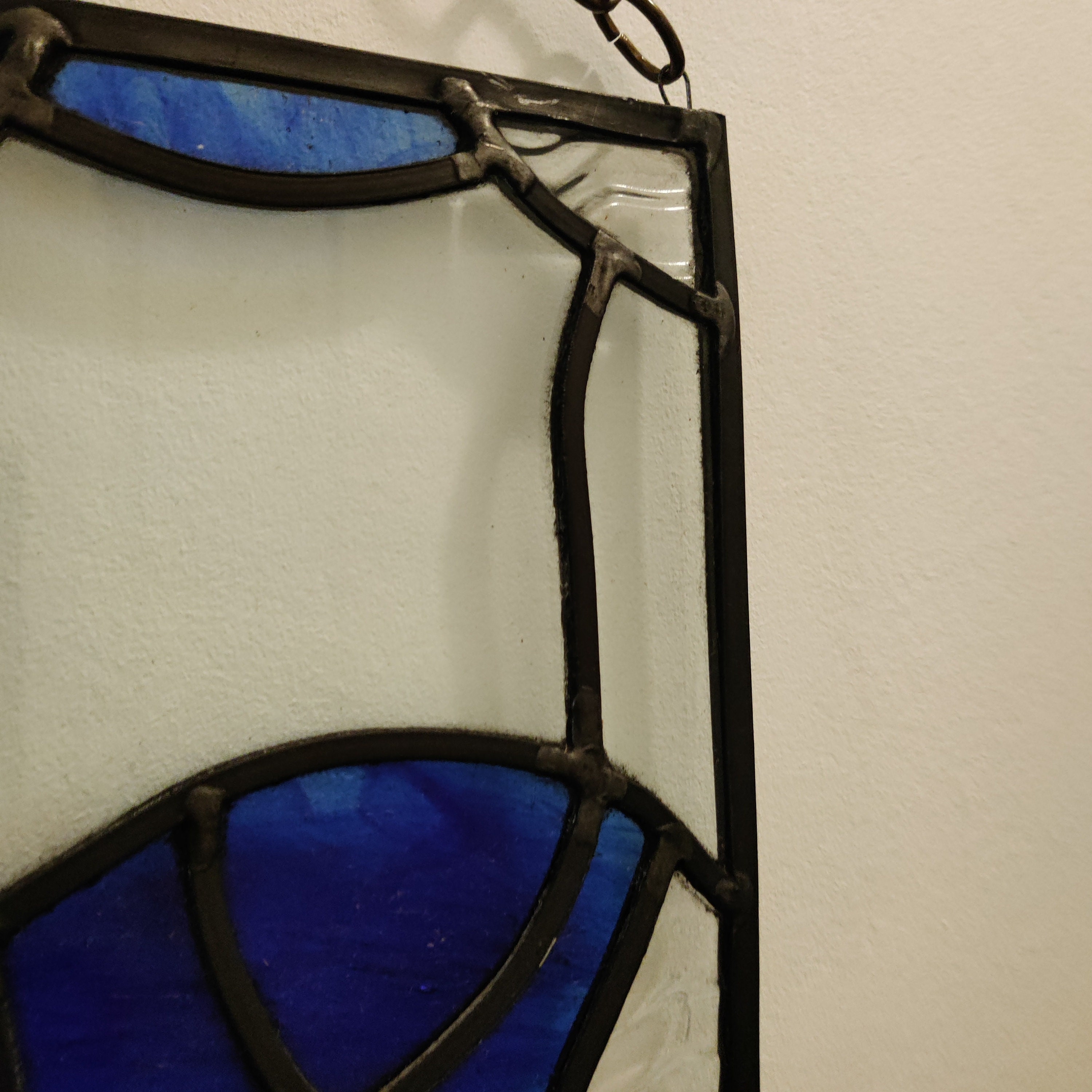 Stained Glass Panel. Handmade. Female Corset Design. Textured Clear