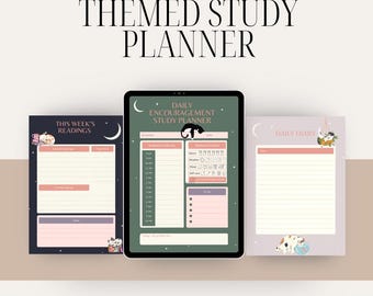Productivity Cat Themed Study Planner | Printable Cat-Themed Study Planner for Students | Gift for University Student | Cute Study Organiser