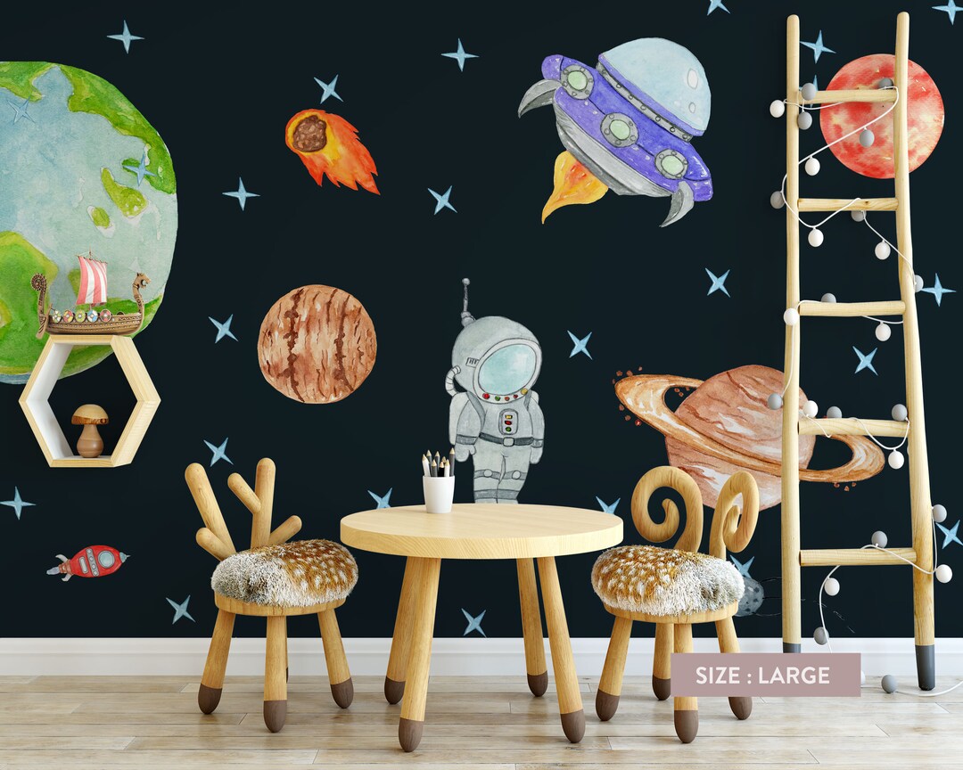 Space Wall Decals, Kids Room Decor, Boys Room Wall Decal, Space Sticker ...
