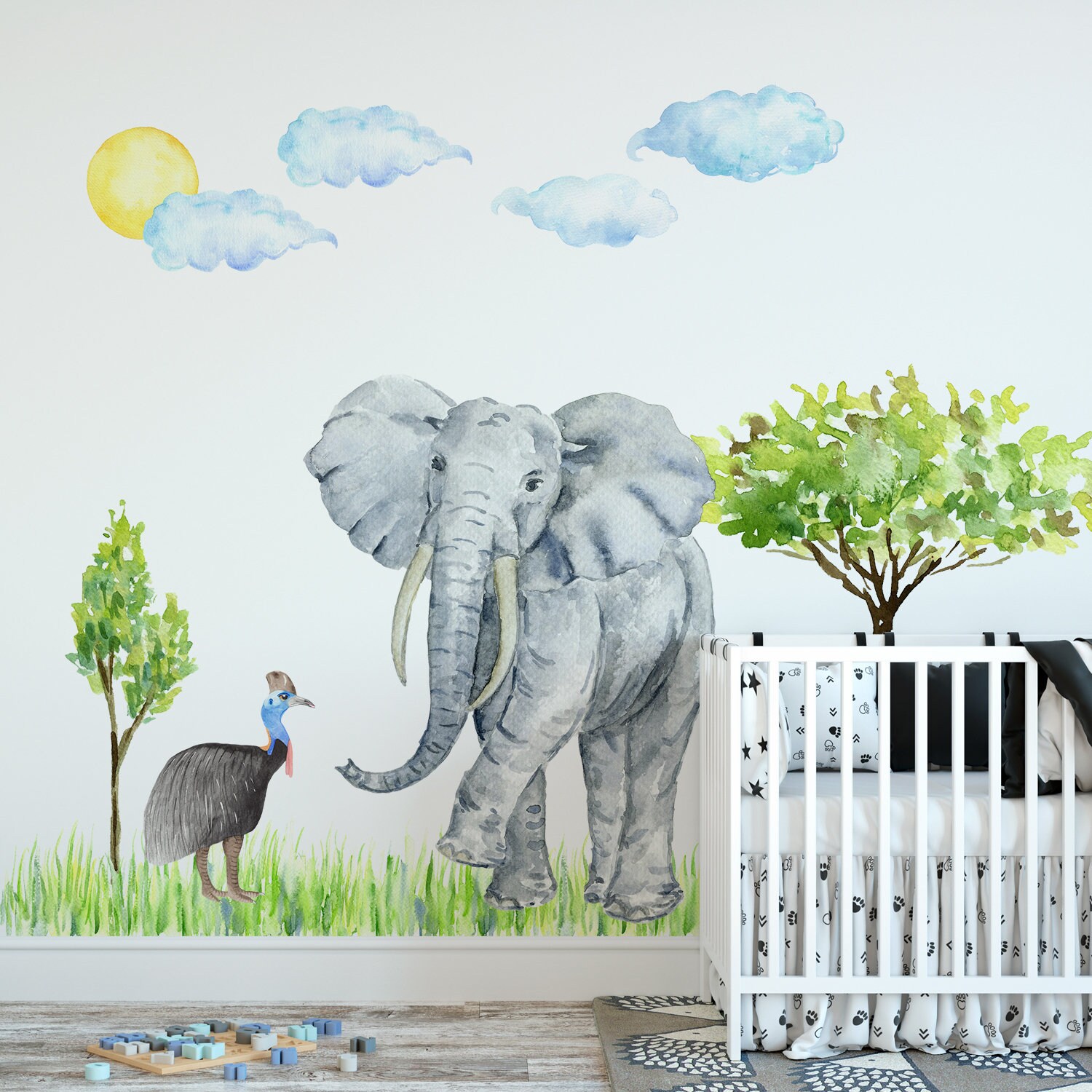 Elefant Kinderzimmer Wanddeko Tier Wandtattoo für Kinder | Etsy