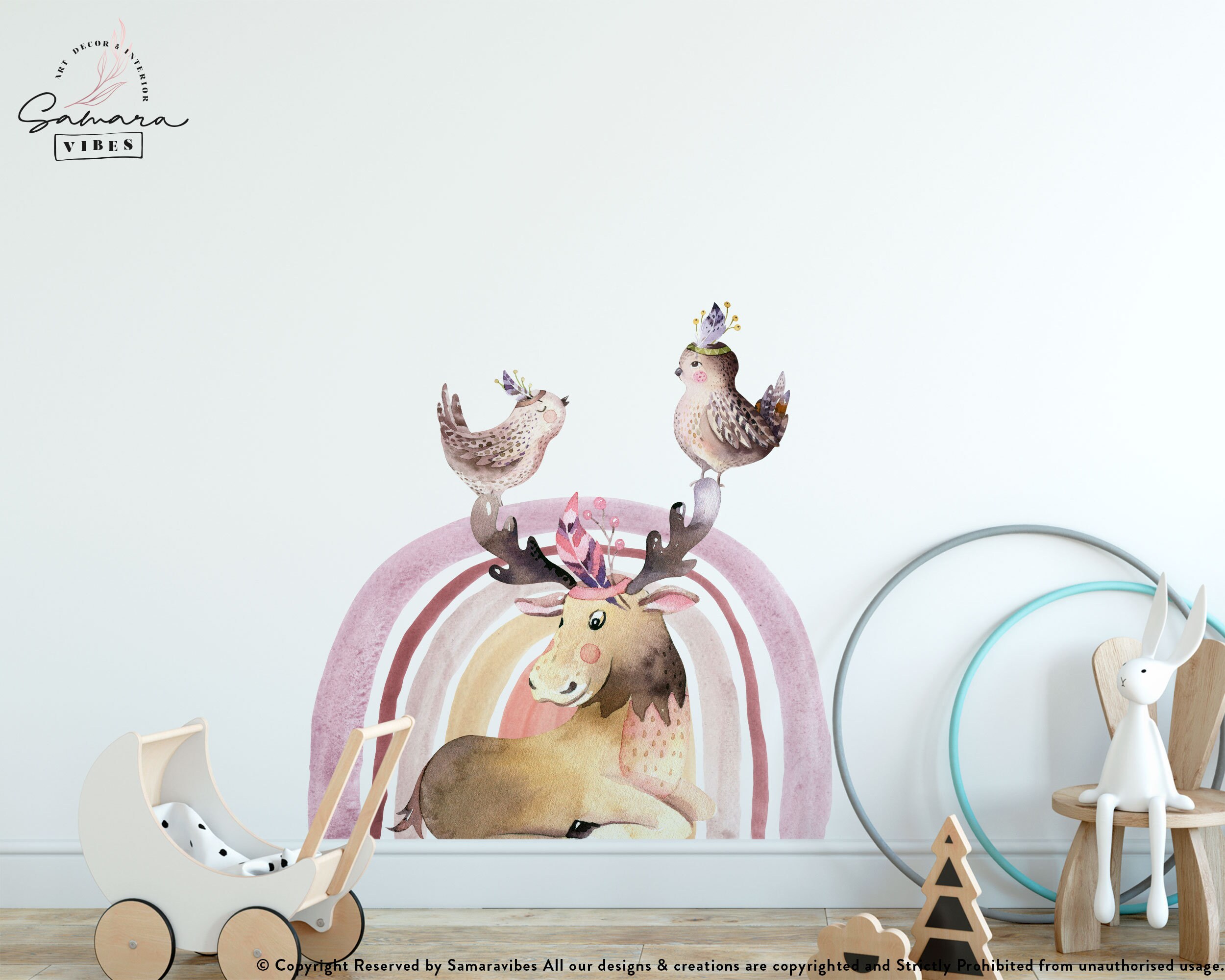 Boho Animal Wall Sticker Boho Rainbow Decal for Kids Room Etsy UK