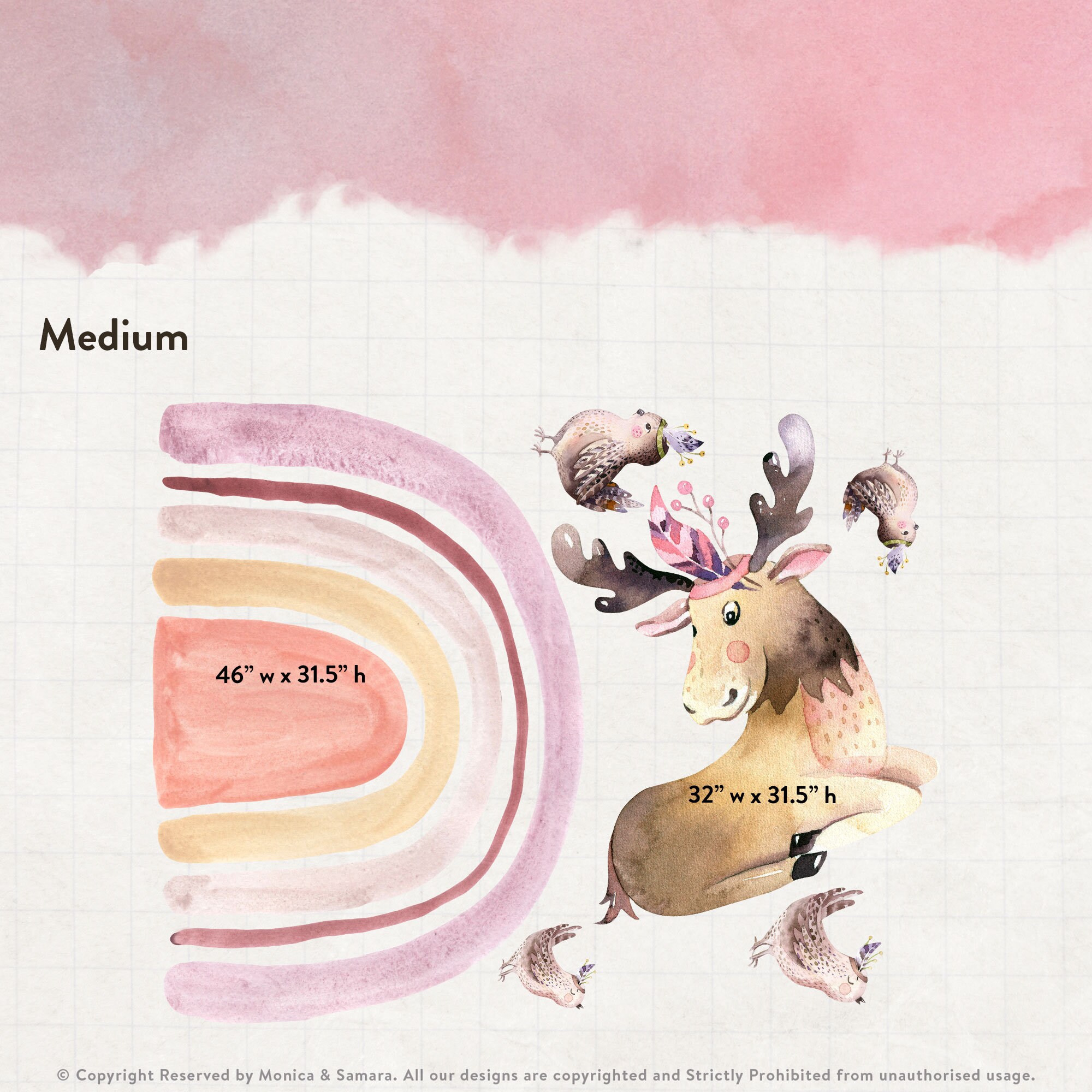 Boho Animal Wall Sticker Boho Rainbow Decal for Kids Room Etsy UK