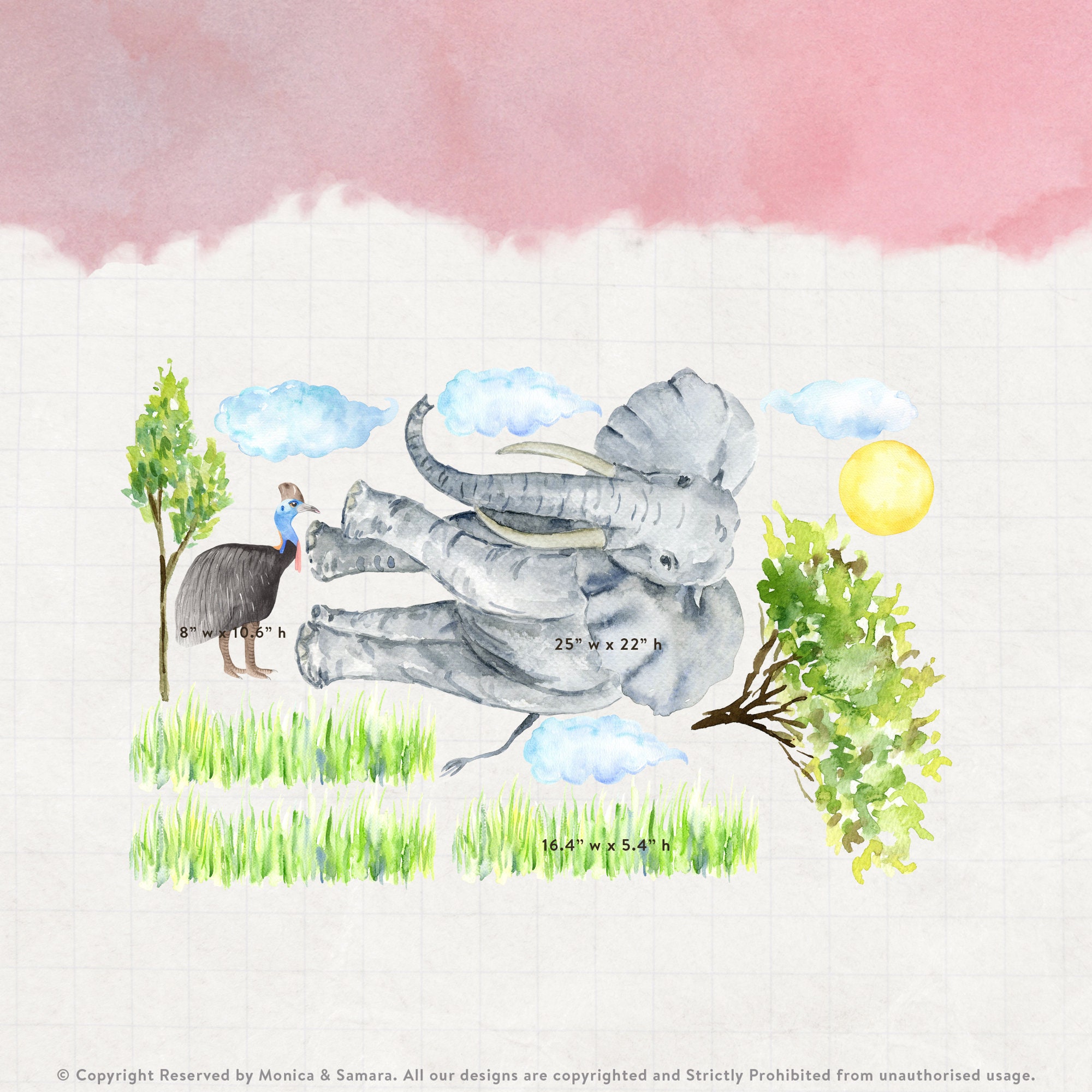 Elefant Kinderzimmer Wanddeko Tier Wandtattoo für Kinder | Etsy