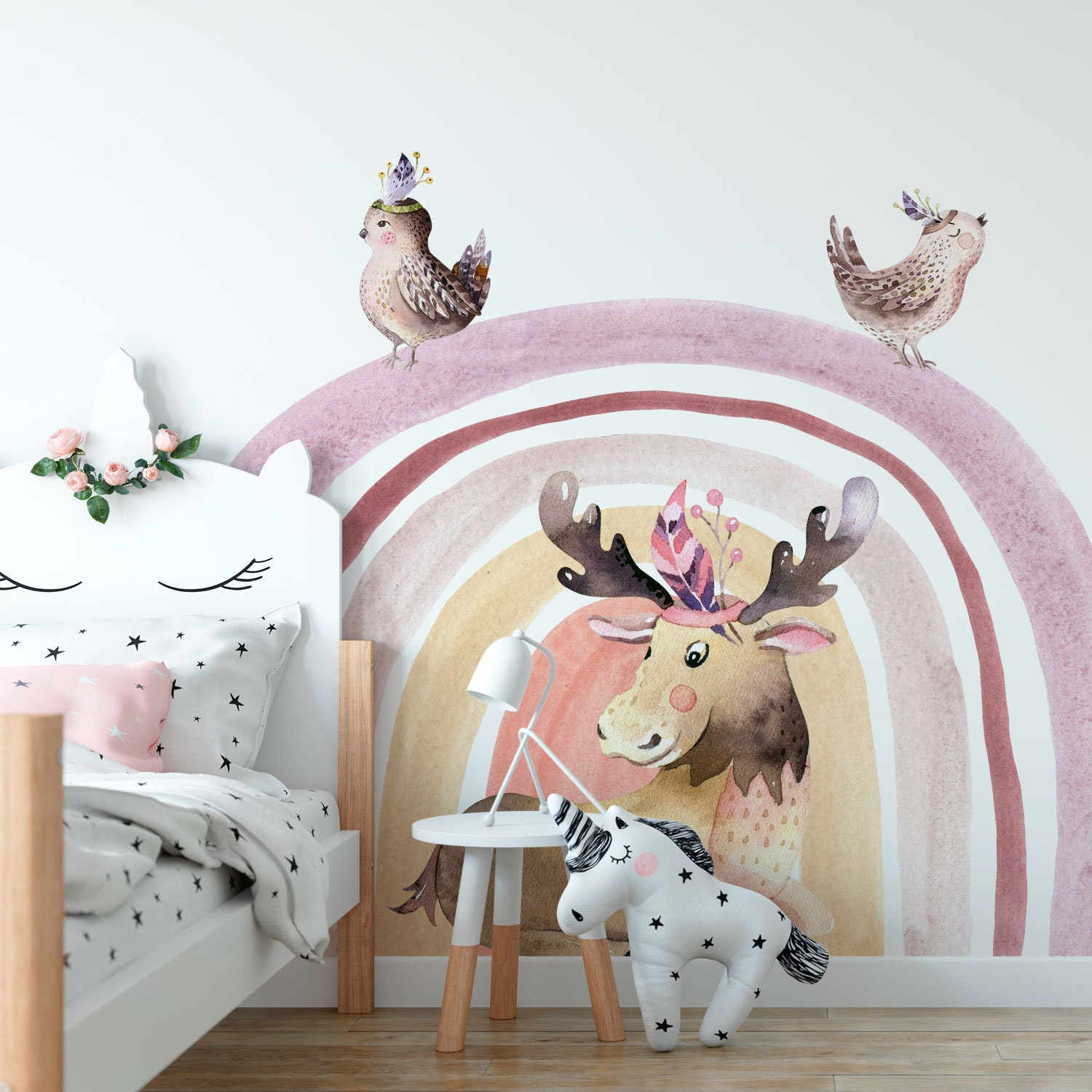 Boho Animal Wall Stickers Boho Watercolor Playroom for Kids Etsy