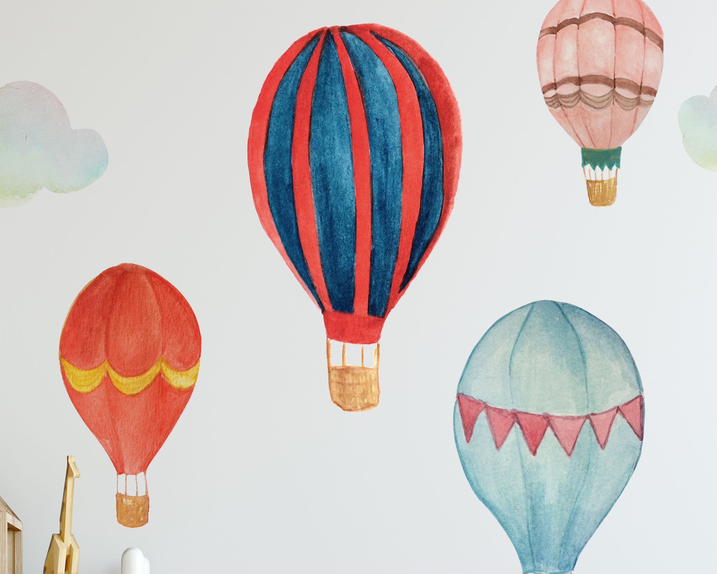 Hot Air Balloon Wall Decal Watercolor Air Balloon Wall Etsy