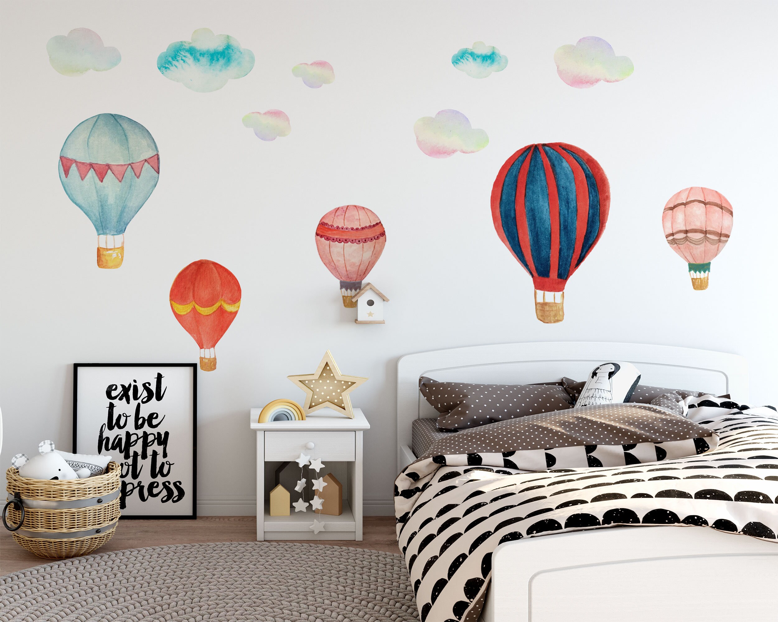 Hot Air Balloon Wall Decal Watercolor Air Balloon Wall Etsy