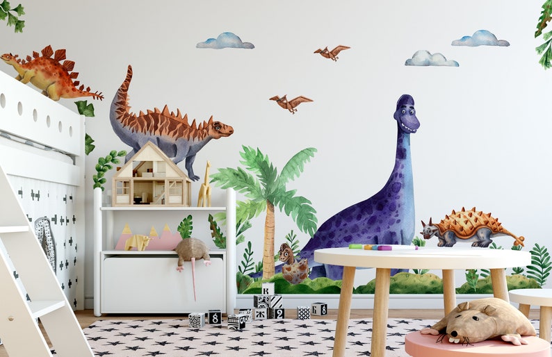 Dinosaur Wall Stickers for Kids Room Animal Wall Decal Decor Etsy UK
