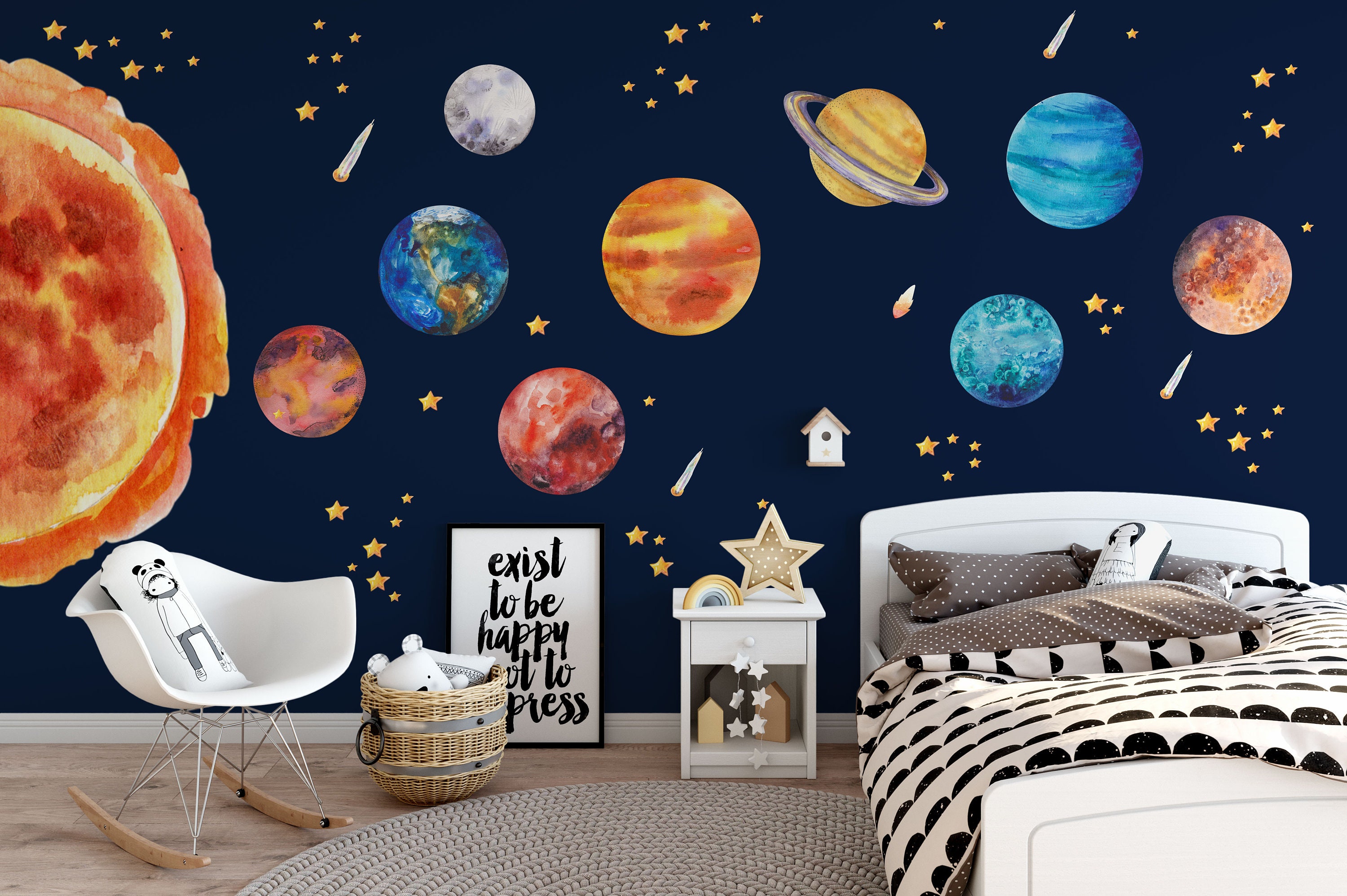 Kinderzimmer Deko Planeten Sonne Mond Sonnensystem | Etsy