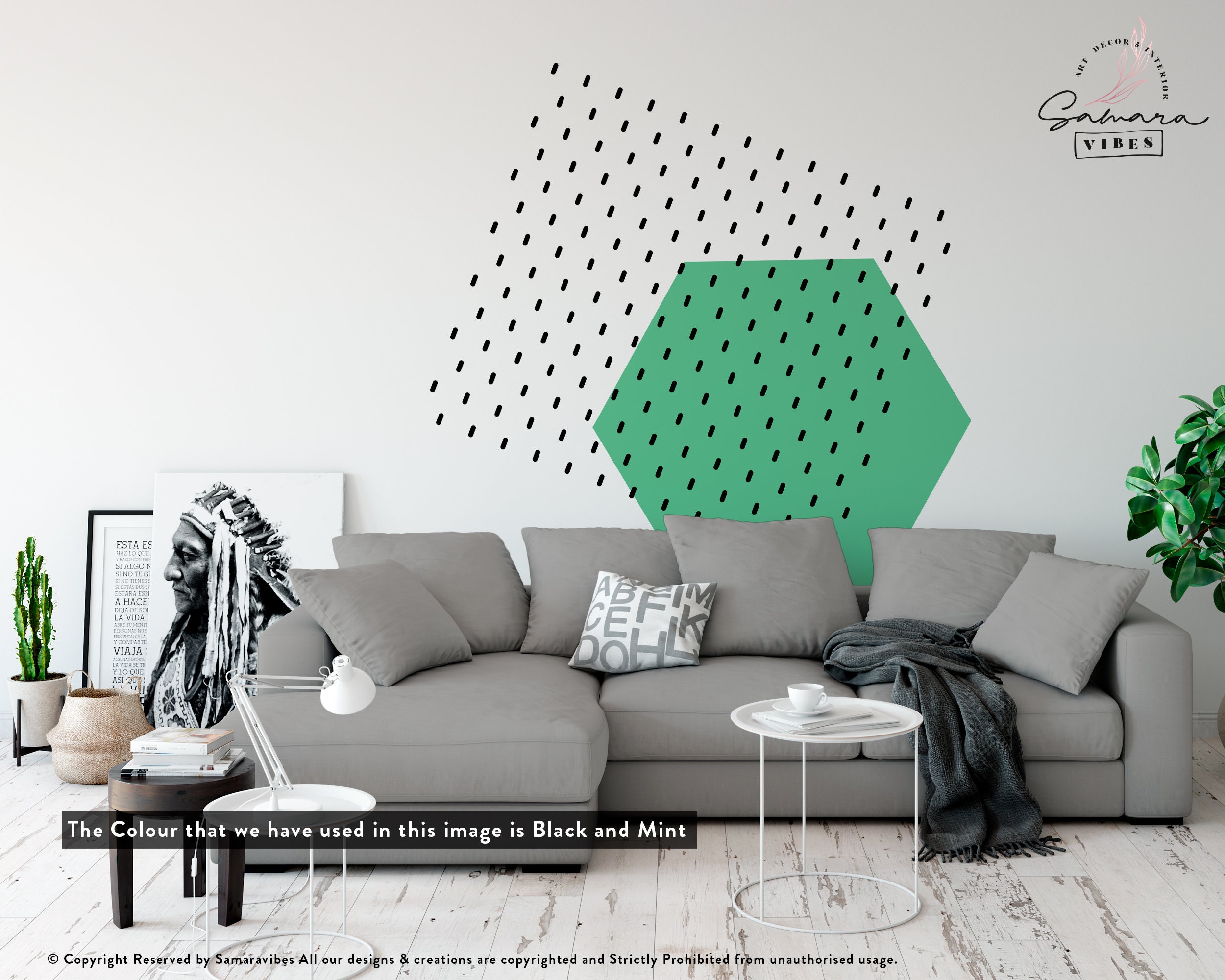 Long Polka Dots Pattern Wall Decals Hexagon Wall Art - Etsy