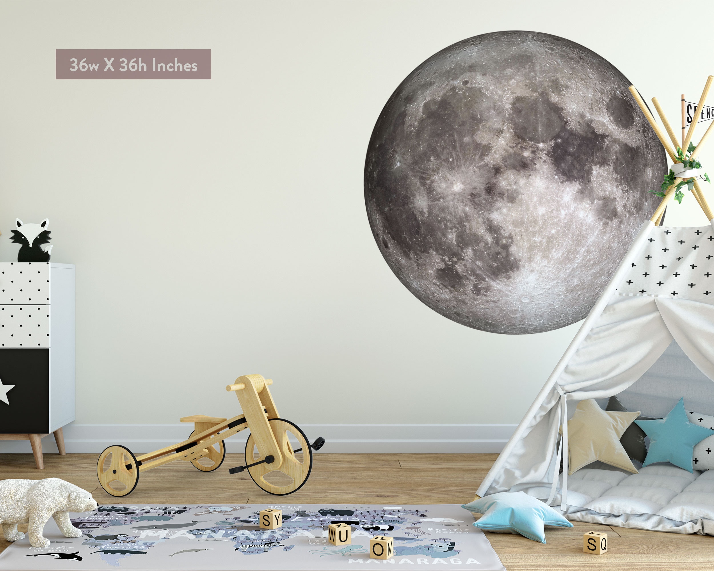 Full Moon Wall Sticker Full Moon Wall Decal Space Wall Etsy UK
