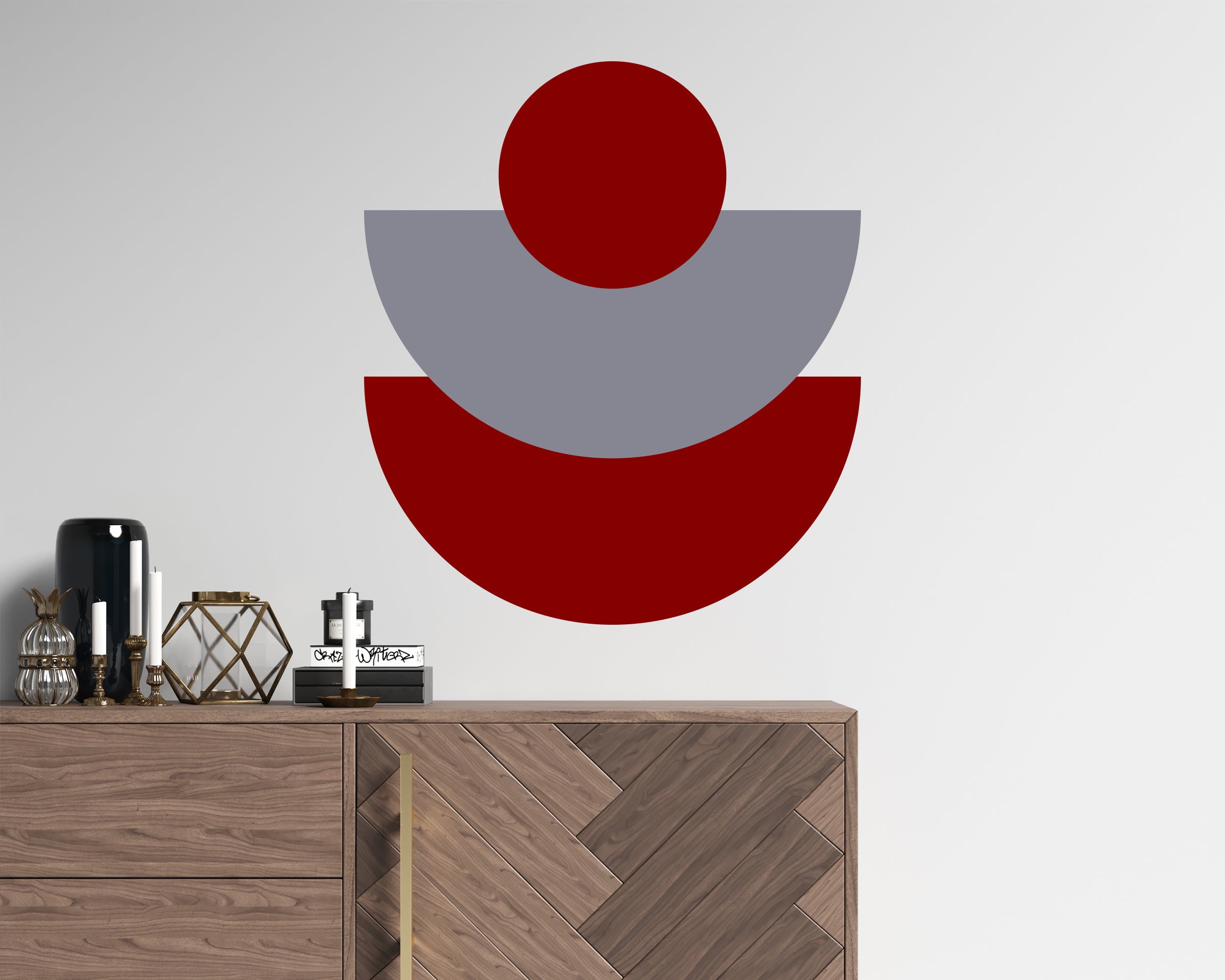 Half Circle with circle Wall Decal Geometric Wall Decor Etsy