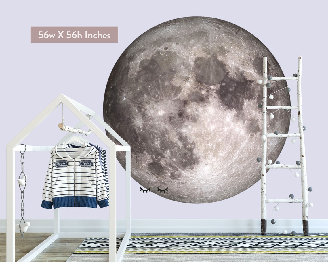 Full Moon Wall Sticker Full Moon Wall Decal Space Wall Etsy UK