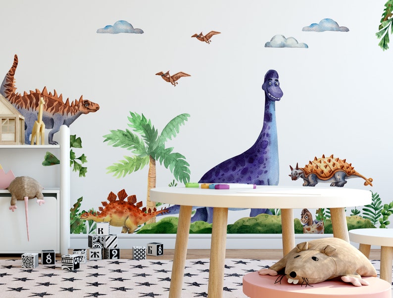 Dinosaur Wall Stickers for Kids Room Animal Wall Decal Decor Etsy UK