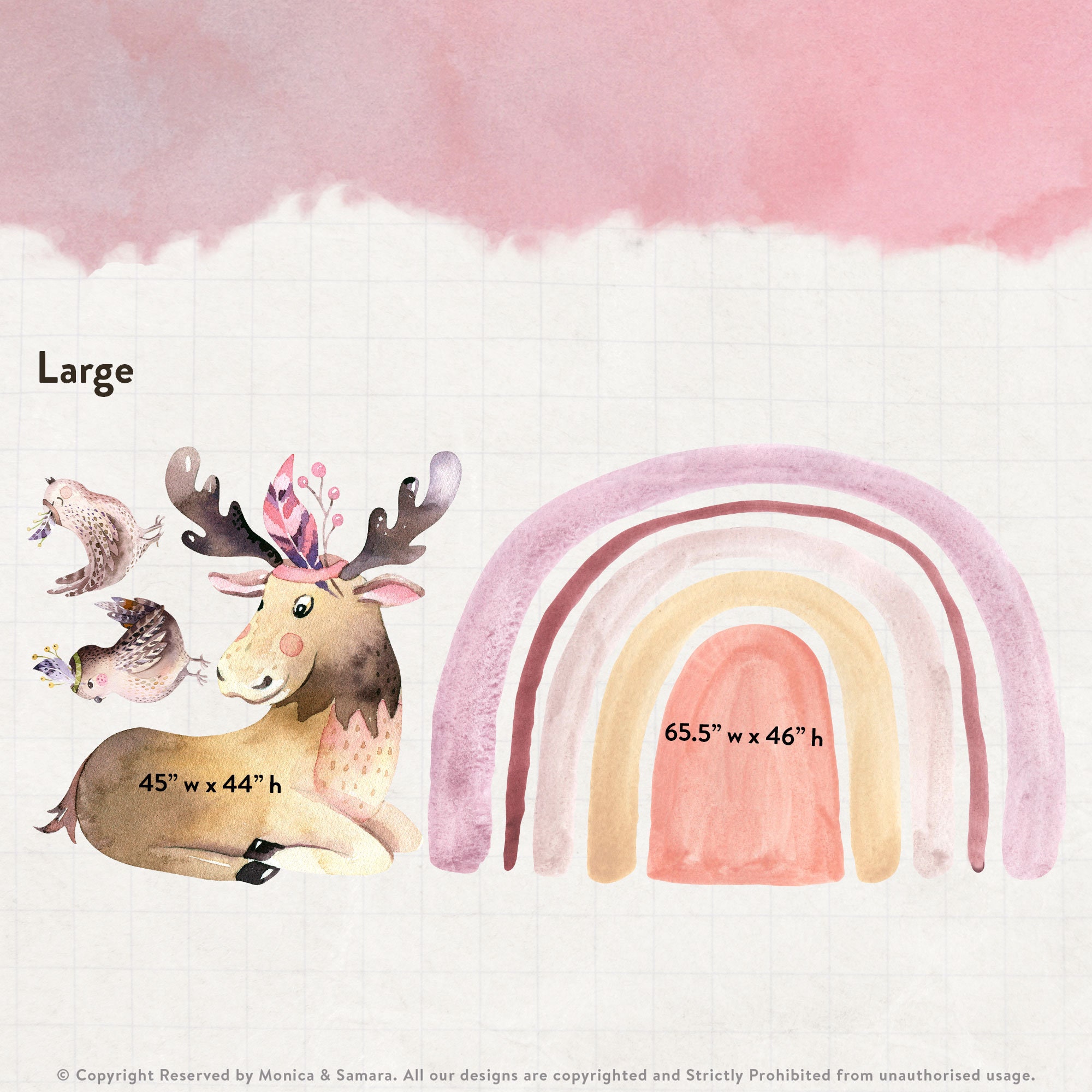 Boho Animal Wall Sticker Boho Rainbow Decal for Kids Room Etsy UK