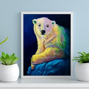 polar bear art print, polar bear wall art, bear decor, bear wall decor,  polar bear painting,  bear art, polar bear gift, bear art, pop art,