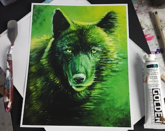impression d'art de loup, art mural loup, décoration de loup, décoration murale de loup, portrait de loup, peinture de loup, cadeau loup, art de loup, art animalier, forêt de loups,
