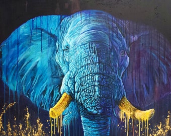 Elephant Artwork, Elephant Wall Art, Elephant painting, Elephant Gift, Animal Wall Decor