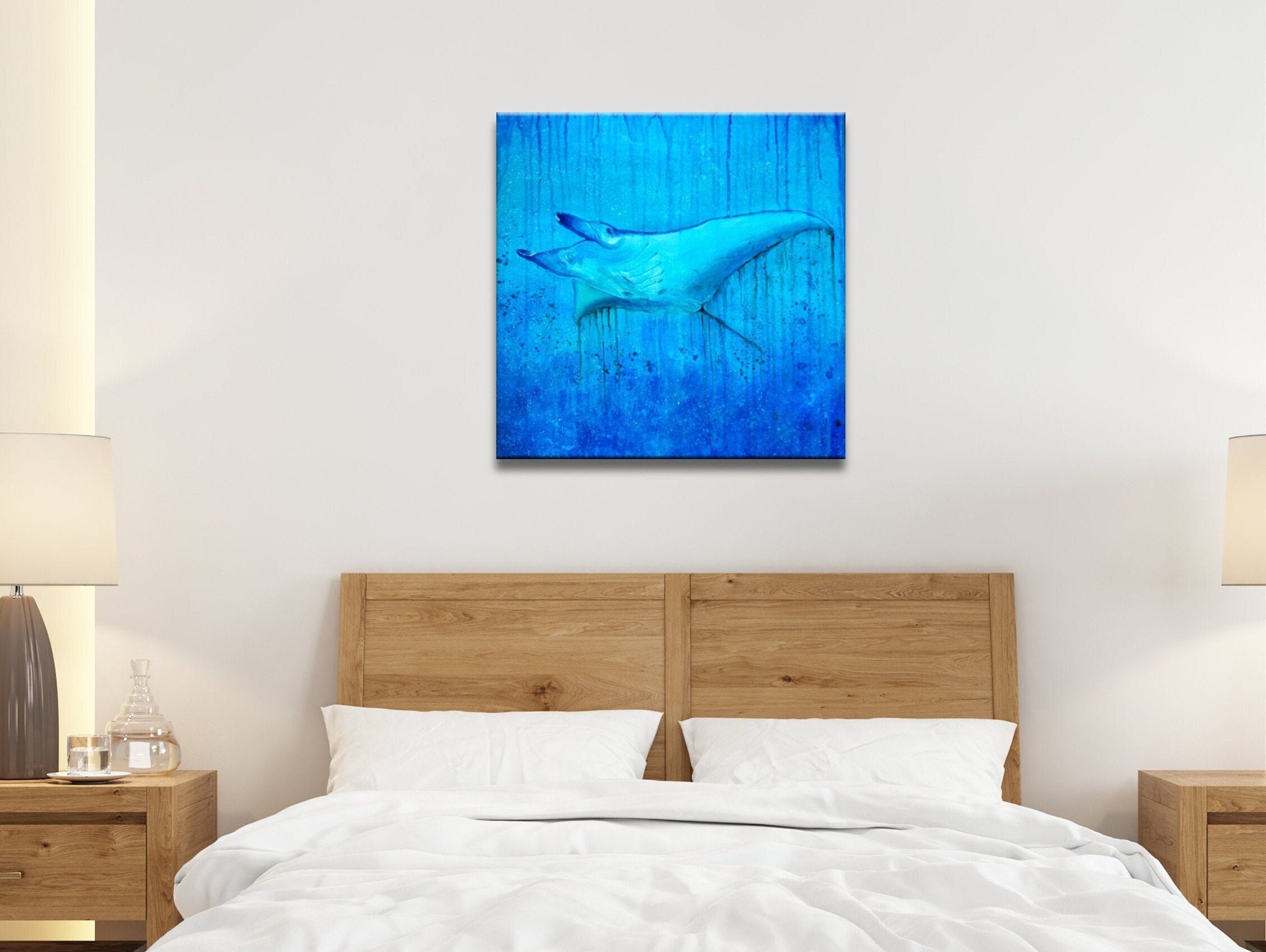 Manta Ray Art, Sea Life Art, Sea Life Painting, Sea Life Wall Art, Sea