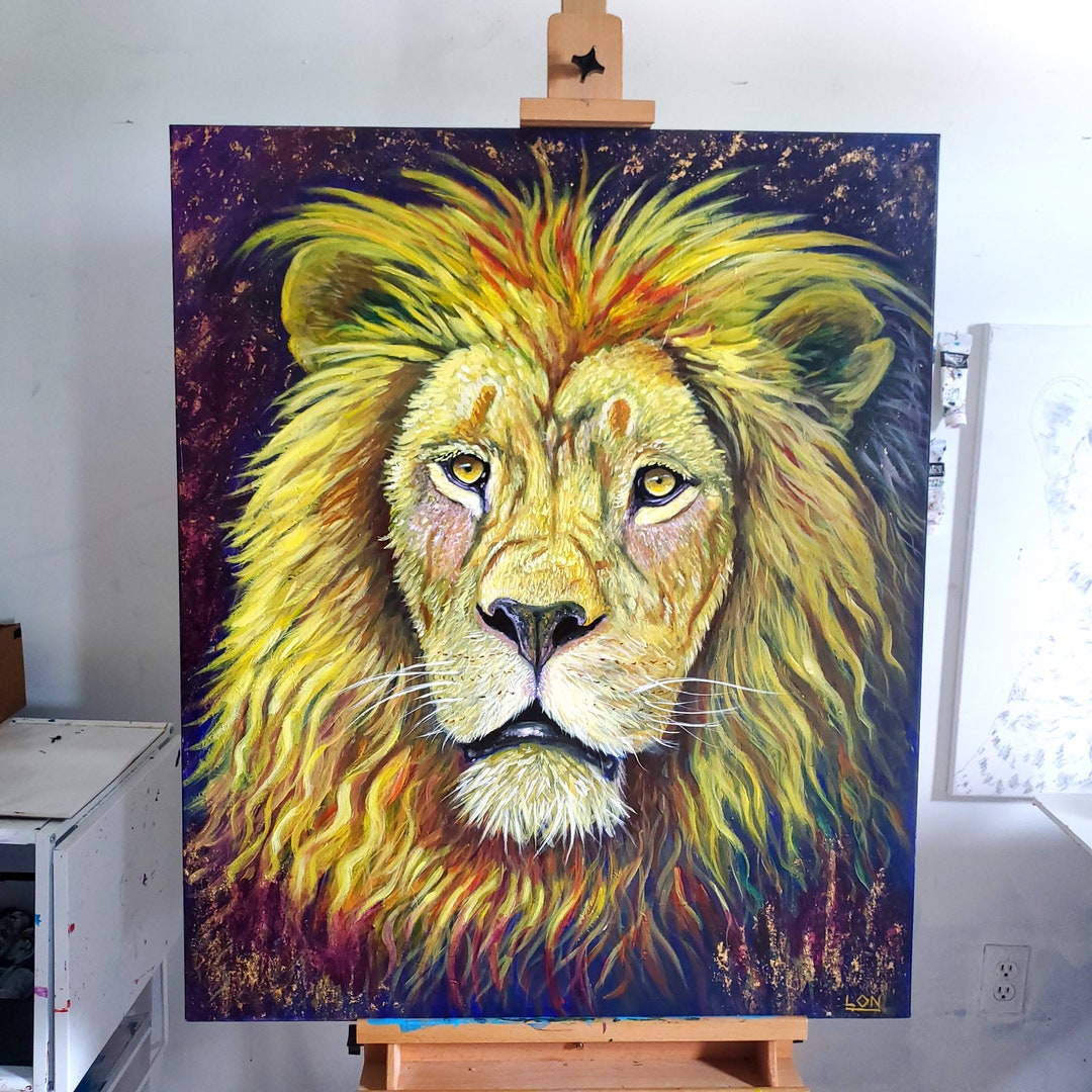 Lion Painting, Lion Wall Art, Lion Art, Lion Artwork, Lion Home Decor