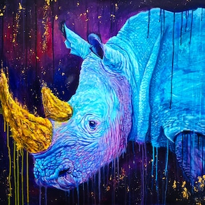 rhino art print, rhino gift, rhino wall art, rhino decor, rhino wall decor, rhino painting, rhino art, rhino portrait, wildlife art,