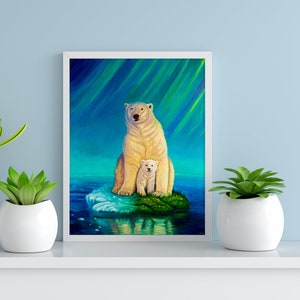 polar bear art print, polar bear wall art, bear decor, bear wall decor,  polar bear painting,  bear art, polar bear gift, bear art, pop art,