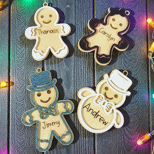 Personalized Gingerbread Christmas Ornament, Custom Family Keepsake