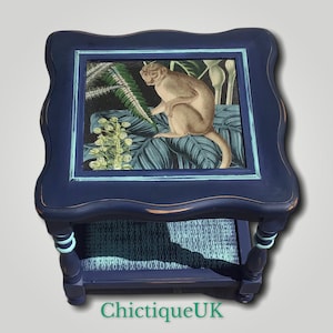 SOLD SOLD SOLD Vintage, up-cycled, re-furbished retro, glass top, monkey design coffee table plant stand.