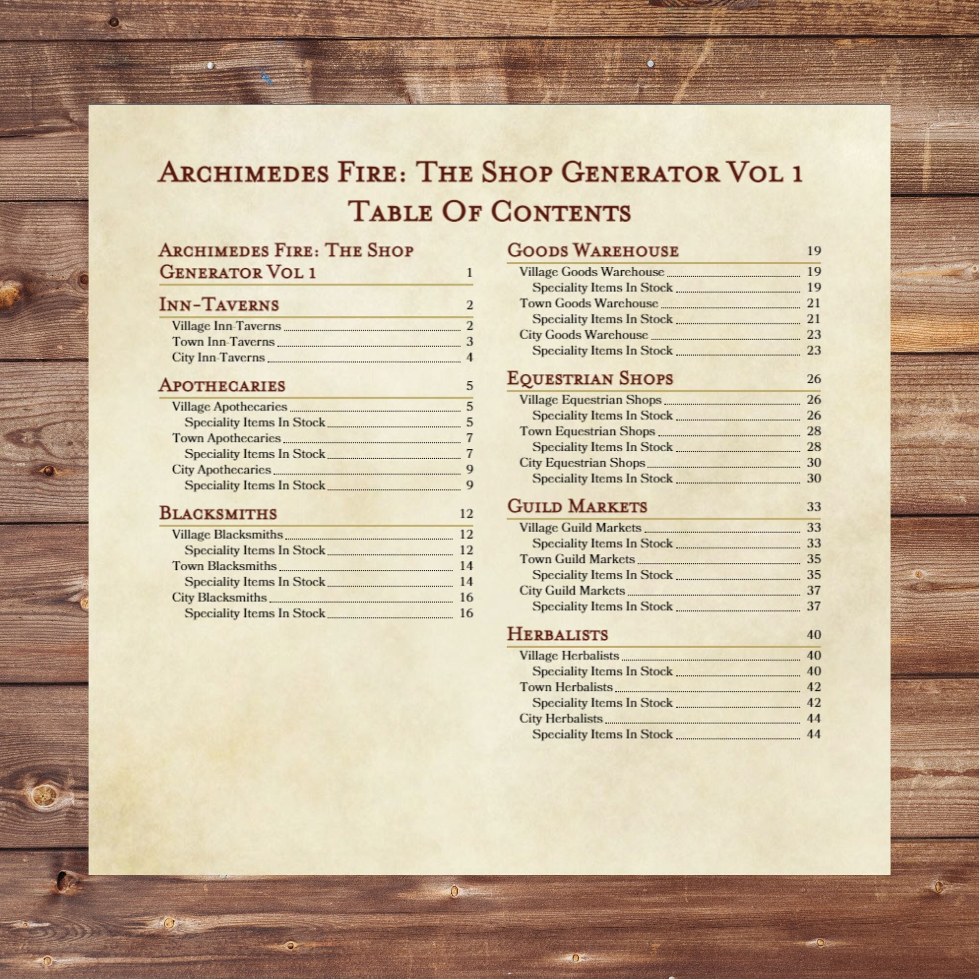 Shop Roll Chart Vol 1 DM Tools PDF Dnd Dungeons & Dragons (5e