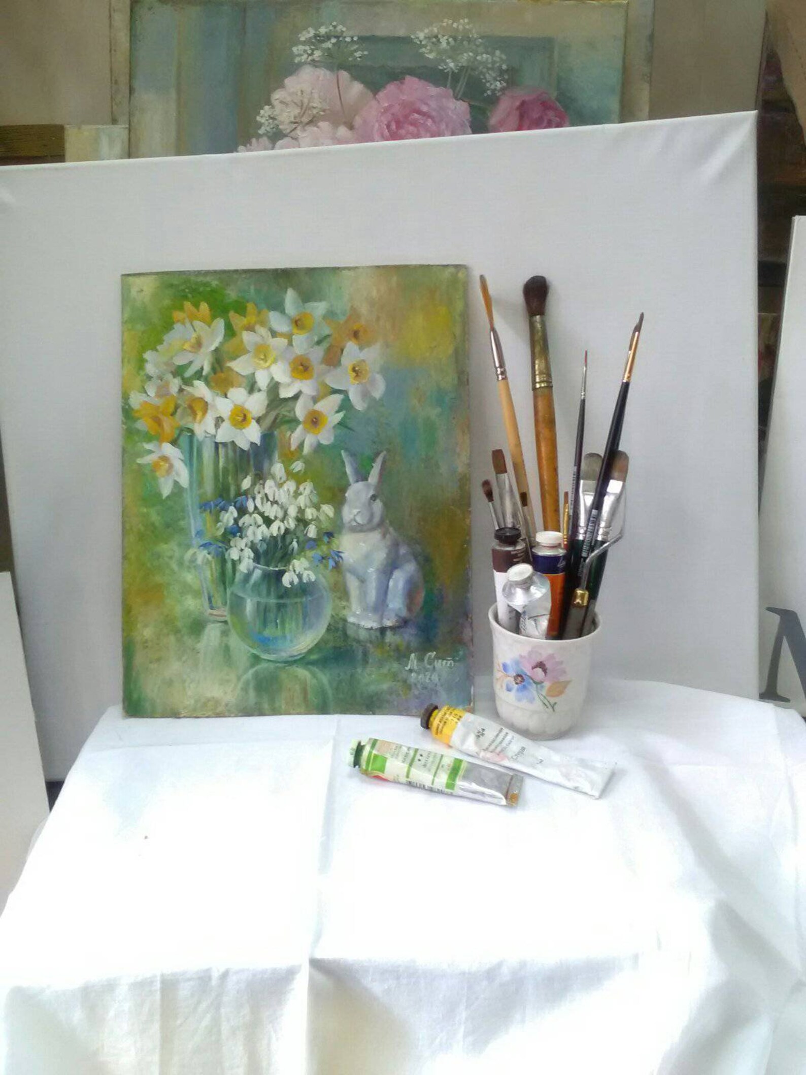 Original Art Painting Oil on Hardboard Still life Wall decor Etsy