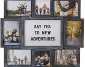Customizable Letter Board with 8-Opening Photo Collage, 19-Inch-by-17-Inch