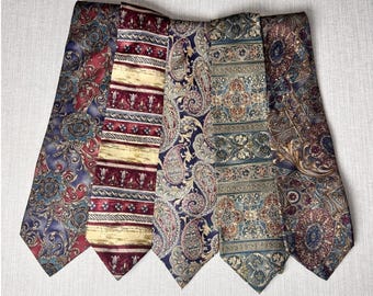 Vintage Classic Multicolor Silk Necktie Bundle Pierre Cardin Van Heusen 5 Pack