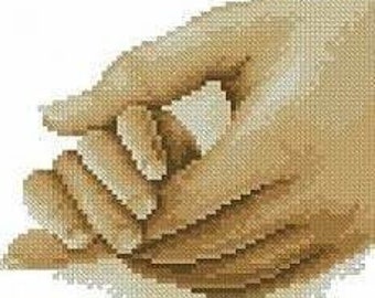 Mother and child cross stitch pattern, family cross stitch, mother and child hands cross stitch