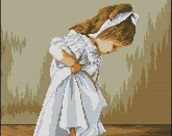 Girl cross stitch pattern, little girl cross stitch pattern, lovely girl cross stitch