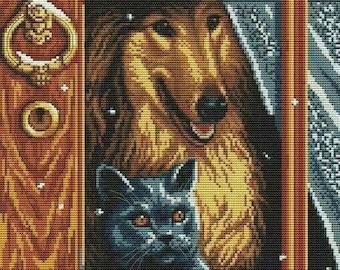 Dog and cat cross stitch pattern, cat cross stitch, dog cross stitch, animals cross stitch pattern