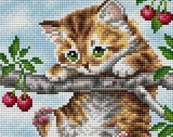 Kit Carte Point De Croix – Meilleurs Vœux Chaton – 14 Count – The Card Shop