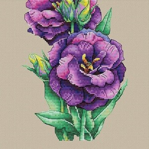 Pink Flowers Cross-stitch Kit on Aida 14 Count Canvas