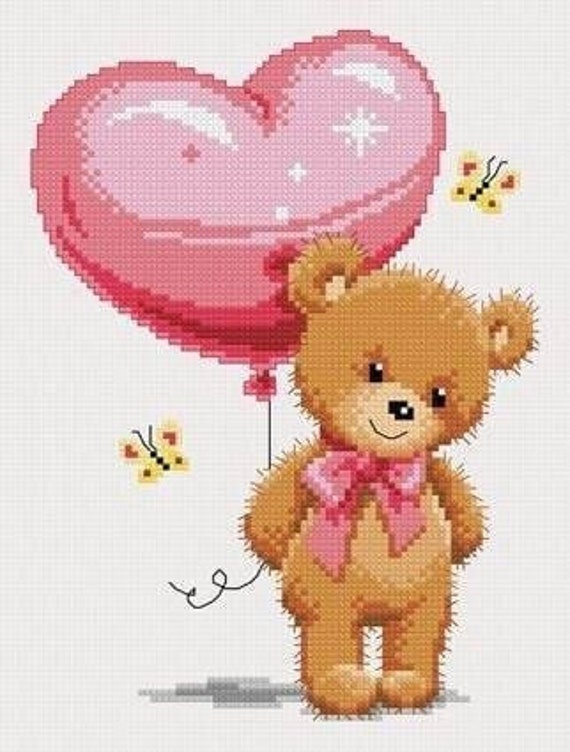 Baby Girl With Toys Cross Stitch Pattern Mom Cross Stitch Toy Bear Cross Stitch  Girl With Teddy Cross Stitch Gift for Girl Baby Cross Stitch 