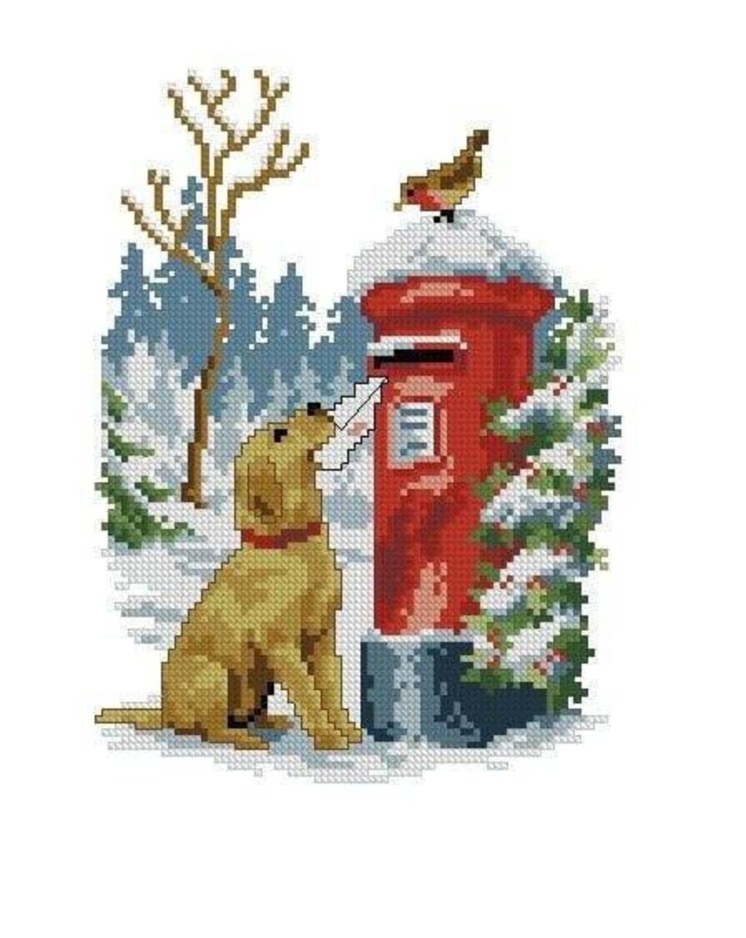 Dog in the Snow Cross Stitch Pattern, Winter Cross Stitch Pattern, Dog ...