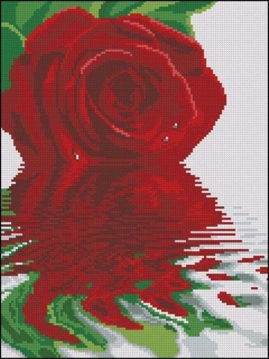 Rose Cross Stitch Pattern Red Rose Cross Stitch Flowers - Etsy