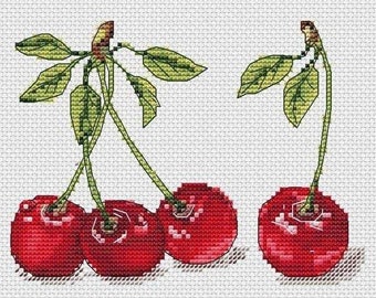 Cherry cross stitch pattern, fruit cross stitch pattern, cross stitch pattern for kitchen