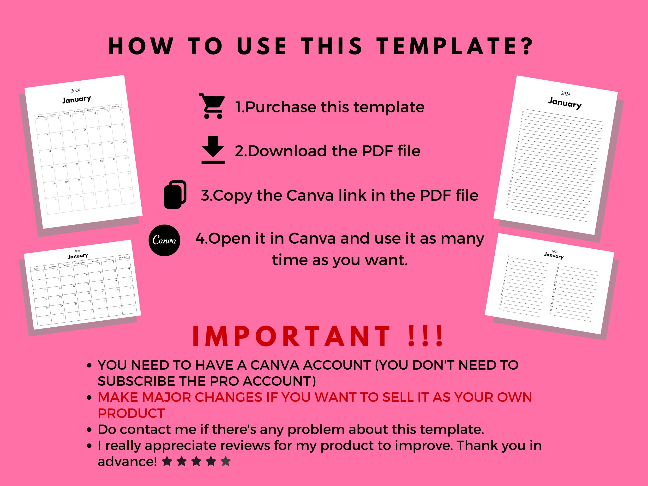 2025 Monthly Calendar Template | Blank Calendar | Canva Template ...