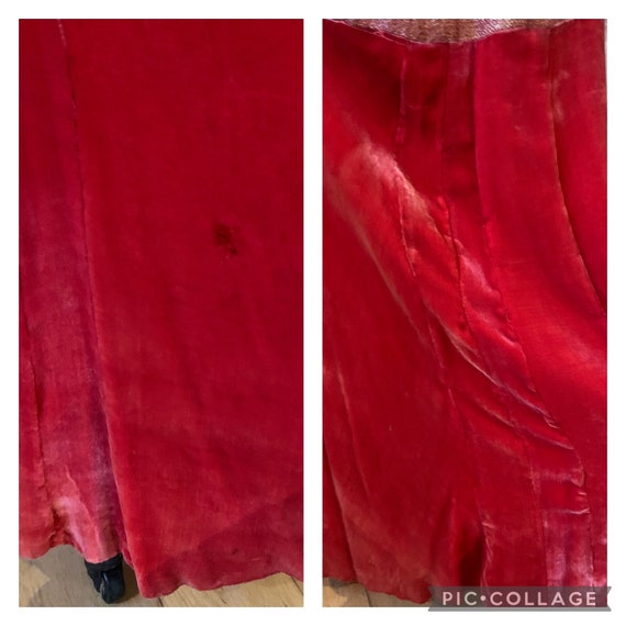 Spectacular RARE 20s couture red silk velvet and … - image 10