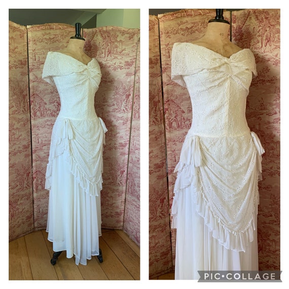 Beautiful antique vintage 1930s sheer ivory eyele… - image 1