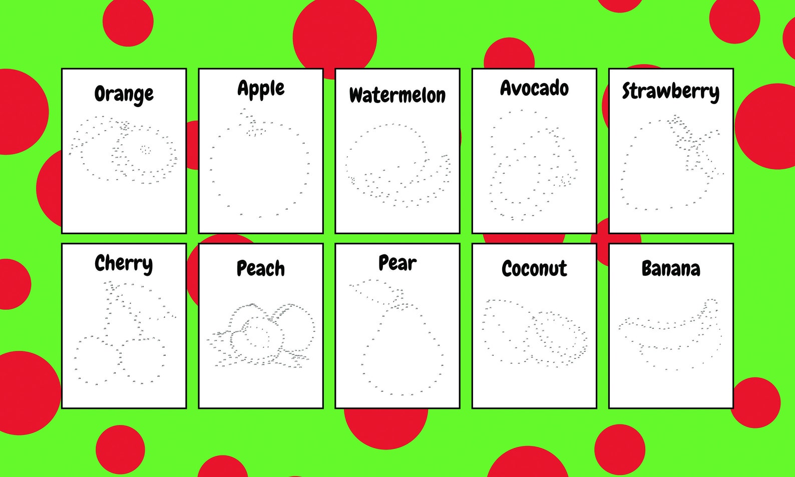 Printable Fruit Dot to Dot Worksheets 10 Pages Homeschool Activities ...