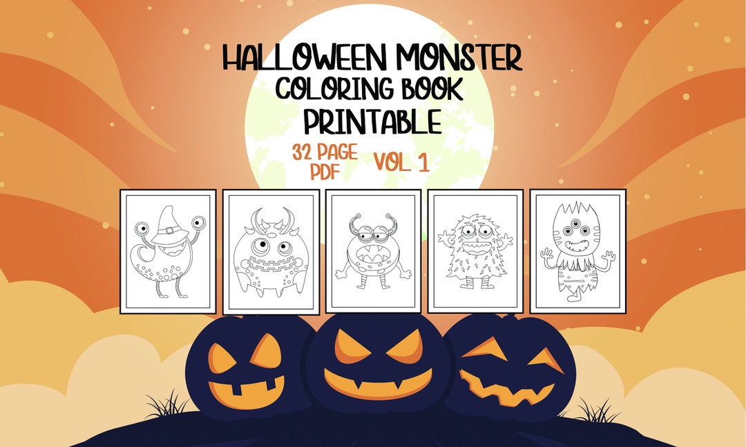 Printable Halloween Monster Coloring Pages Vol 1 32 Pages Coloring ...